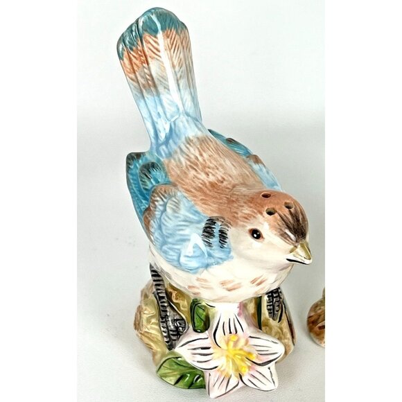 Fitz & Floyd Toulouse Blue Bird Salt & Pepper Shaker Set Ceramic XX - Picture 2 of 6